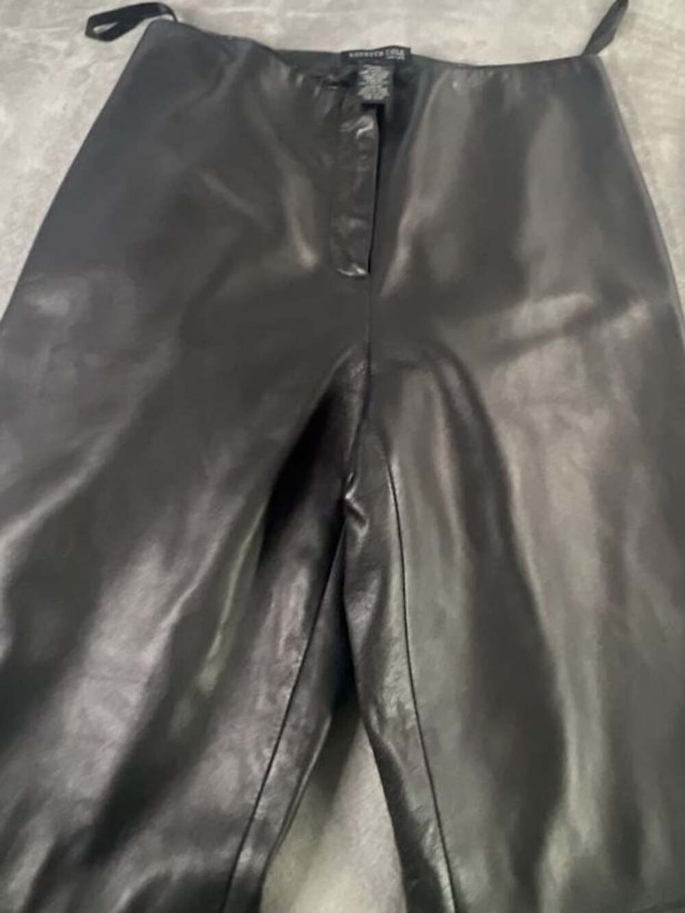 Kenneth Cole Leather Pants Size 4 Black Genuine Leather